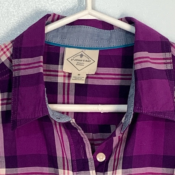 ST JOHN'S BAY Cotton Plaid Top (M) - Picture 2 of 3